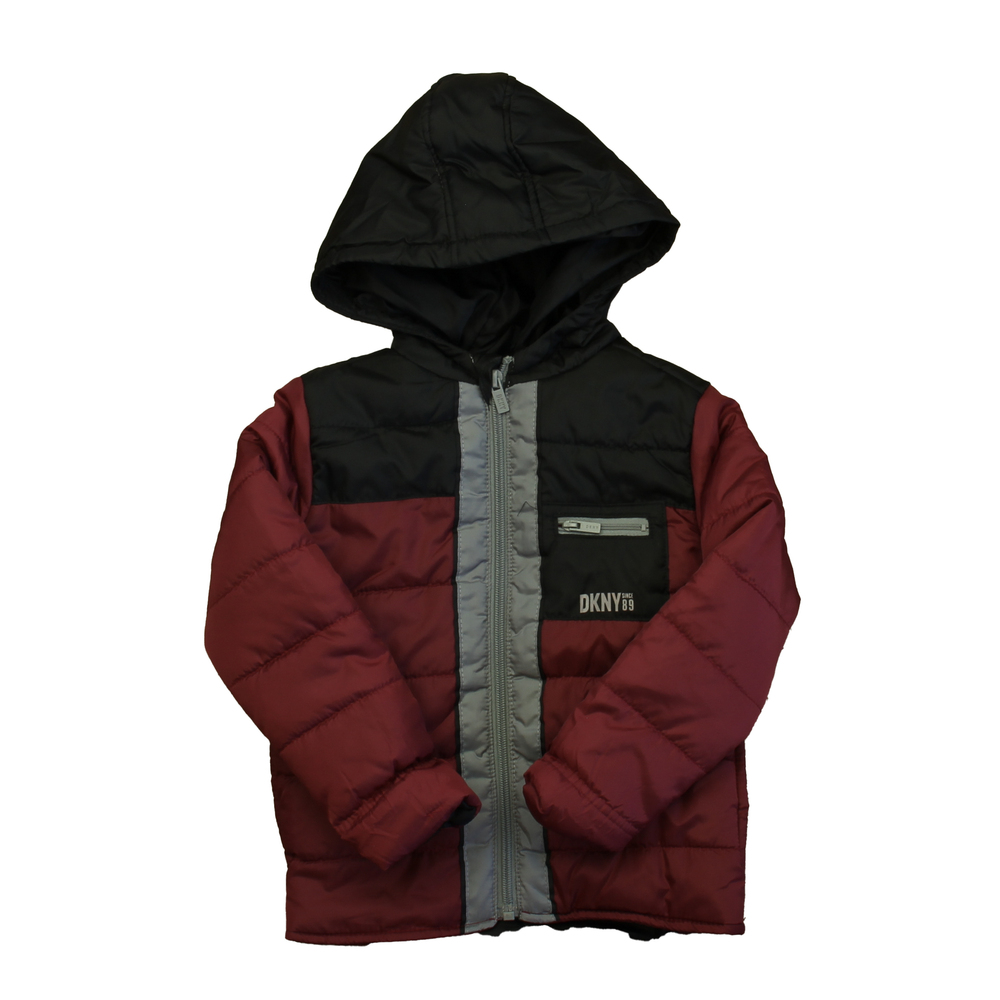 DKNY Girls Black | Maroon Winter Coat size: 3-4T - Picture 2 of 2